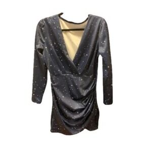 Star‎ Print Mini Dress Long Sleeve Ruched Bodycon Party Night Out